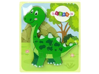 Drewniane puzzle Dinozaur Isanozaur zielony