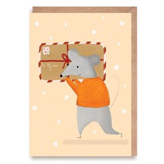Kartka walentynkowa Myszka z listem K154