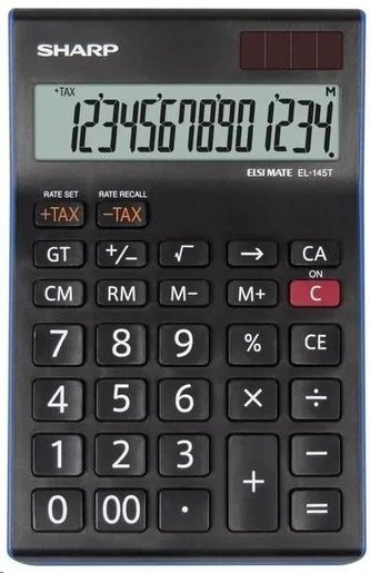 Kalkulačka, stolní, 14místný displej, SHARP "EL-145TBL"