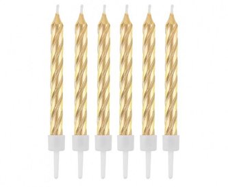 Dortové svíčky zlaté perleťové 6 cm - 12 ks