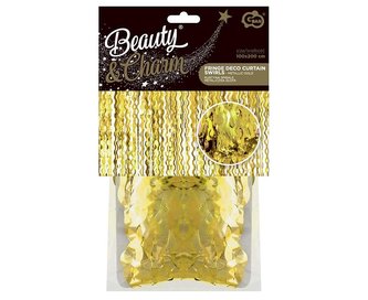 Party závěs metalický zlatý - spirály 100 x 200 cm