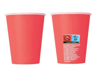 Kubeczki papierowe czerwone 270ml 8szt