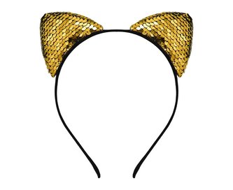 Opaska Kot z cekinami, złota