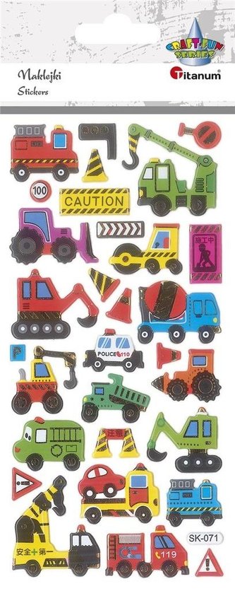 Naklejki wypukłe pojazdy mix 19szt