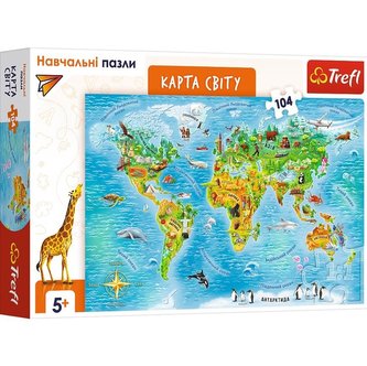 Puzzle edukacyjne 104 Mapa świata UA TREFL Puzzle edukacyjne 104 Mapa świata UA TREFL