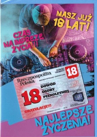 Karnet Urodziny Osiemnastka Gift-M-124