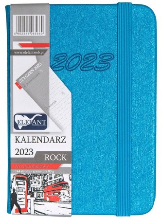 Kalendarz 2023 A7 tyg. Rock niebieski ELEFANT Kalendarz 2023 A7 tyg. Rock niebieski ELEFANT