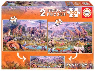 Puzzle 2x100 Dzikie zwierzęta (panorama) G3 Puzzle 2x100 Dzikie zwierzęta (panorama) G3