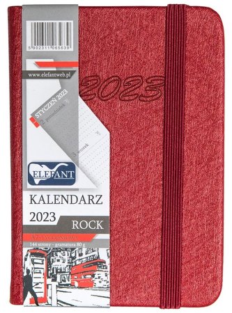 Kalendarz 2023 A7 tyg. Rock czerwony ELEFANT Kalendarz 2023 A7 tyg. Rock czerwony ELEFANT