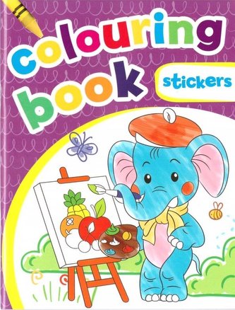 Colouring book z naklejkami. Fioletowa