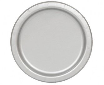 Talerzyki papierowe srebrne 23cm 16szt