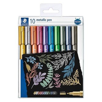 Dekorační popisovače "Design Journey Metallic Pen", 10 barev, 1-2 mm,kuželový hrot, STAEDTLER 8323 T