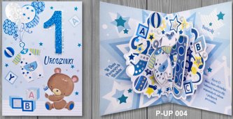 Karnet Przestrzenny B6 Roczek chłopiec miś