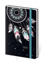 Diář 2020 A6 LYRA týdenní s gumkou Feathers
