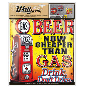 Wall decor Retro BEER nad GAS - samolepící dekorace 30,5x38 cm