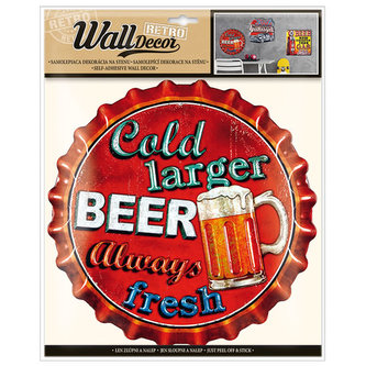 Wall decor Retro Cold larger BEER - samolepící dekorace 30,5x38 cm