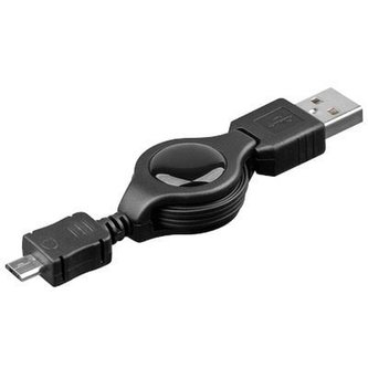 PremiumCord kabel USB-A / microUSB M/M navíjecí černý 0,8m