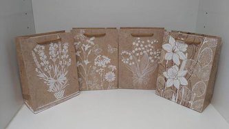 Taška hnědá s květinou velká