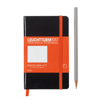 LEUCHTTURM1917 NOTEBOOK POCKET (A6), ruled, hard.,black, WHITELINES 345622