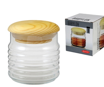 BABYLON dóza sklo  dřev.víko 700ml