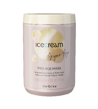 Inebrya Ice Cream Argan Age Pro-Age Mask maska na bázi arganového oleje pro zářivý lesk vlasů 1000 ml