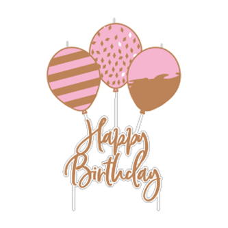 Dortová svíčka Pink rosegold - Happy Birthday 12 cm