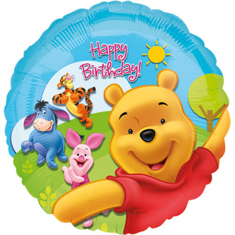 Foliový balonek - Medvídek Pú Happy birthday - 45 cm