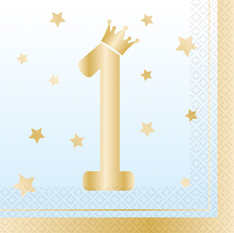 Papírové ubrousky Ombre - 1st Birthday - modré 16 ks