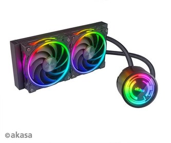 AKASA chladič CPU SOHO 240 Dusk Edition, Dual radiator liquid CPU cooler ARGB LED, Black