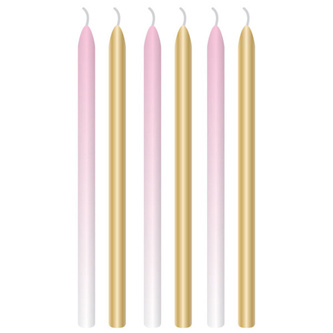 Dortové svíčky Ombre - růžové 12 cm - 6 ks