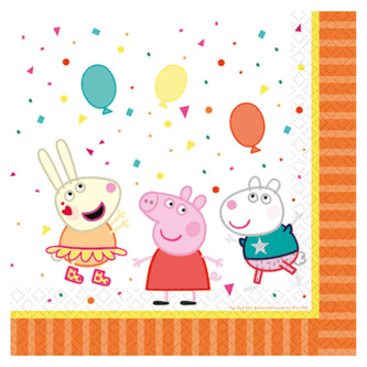 Papírové party ubrousky prasátko Peppa - oranžové 16 ks