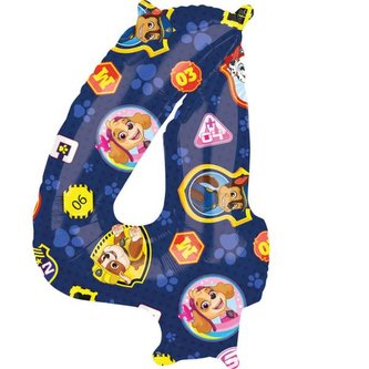 Tlapková patrola balónek číslo 4, 66 cm x 45 cm Amsan