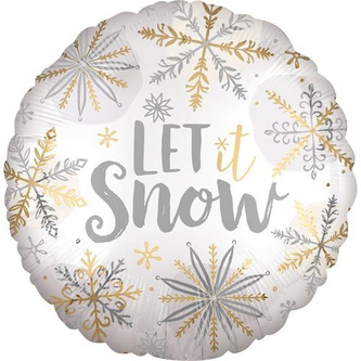 Foliový balonek kulatý vločky Let it snow 45 cm