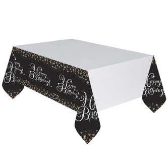 Plastový ubrus Luxus Gold Happy Birthday 120 x 180 cm