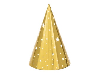 Papírové čepičky s hvězdičkami - zlaté 6 ks