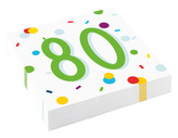 Papírové ubrousky Rainbow Confetti - Happy Birthday 80 - 20 ks