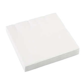 Ubrousky bílé 20 ks 33 cm x 33 cm 2-vrstvé Amscan