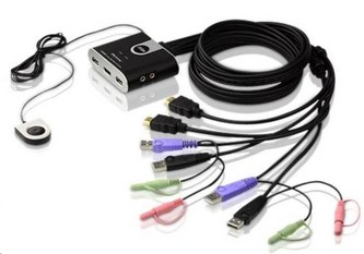 ATEN 2-port HDMI KVM USB2.0 mini, audio, 1.2m kabely, DO ATEN 2-port HDMI KVM USB2.0 mini, audio, 1.2m kabely, DO