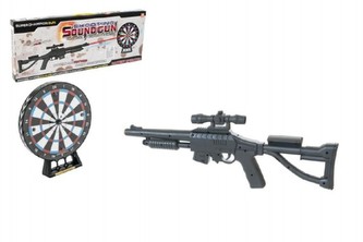 Pistole puška laserová+terč plast 66cm na baterie se světlem se zvukem v krabici