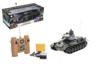 Tank RC plast 33cm T-34/85 27MHz na baterie+dobíjecí pack se zvukem a světlem v krabici 40x15x19cm Tank RC plast 33cm T-34/85 27MHz na baterie+dobíjecí pack se zvukem a světlem v krabici 40x15x19cm