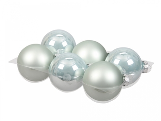 Skleněné baňky oyster grey 8 cm, sada 6 ks