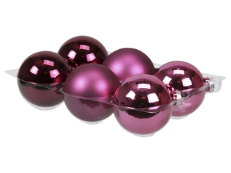 Skleněné baňky vřesové 8 cm, sada 6 ks