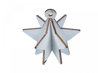 Dřevěná hvězda bílá, sada 12 ks