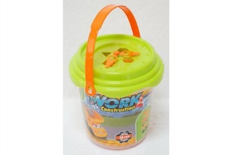 Kostky dětská skládačka plast 18ks v plastovém kyblíku 17x18cm