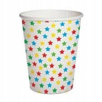 Kubki papierowe eko Kolorowe gwiazdki 250ml 10szt