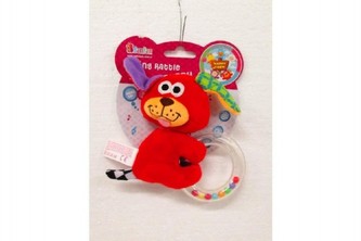 Pejsek chrastítko plyš plast 15cm na kartě