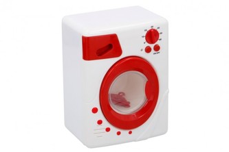 Pračka plast 19cm na baterie se zvukem se světlem s ramínky v krabici 19x22x12cm