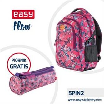 Plecak szkolny. młodzieżowy różowy SPIN  Easy piórnik GRATIS