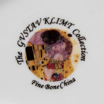 HOME ELEMENTS Hrnek 280 ml, se lžičkou, Klimt Polibek žlutý