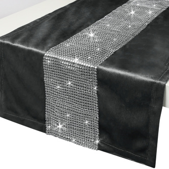 Ubrus - běhoun na stůl CAMILA šedá 40x140 cm VELVET mikrovlákno Mybesthome